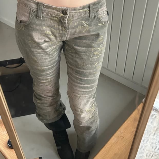 justcavali pink gray washed pants