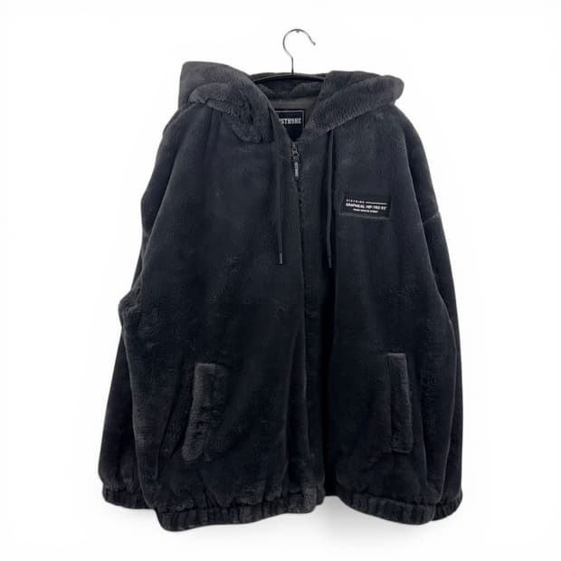 (105) 디스트나인 밍크 보아 후드집업 차콜