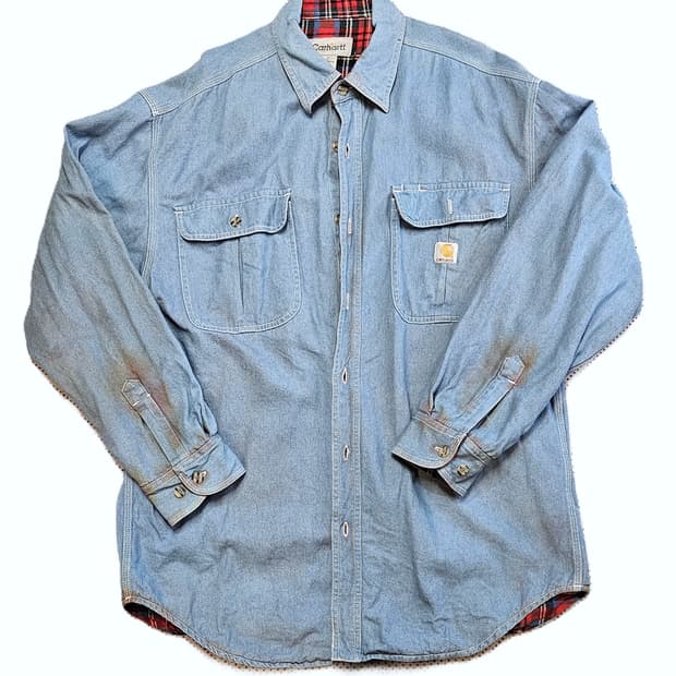 칼하트 리워크 데님 플란넬 라이너 셔츠 자켓