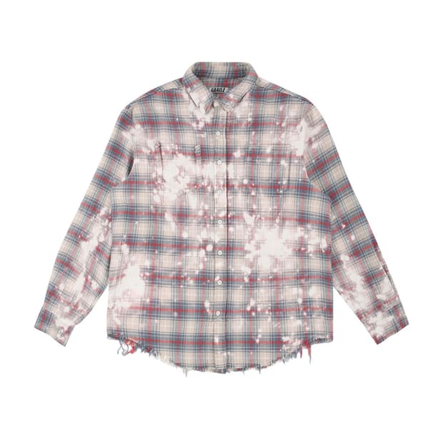 [새제품] 그레일즈 BLEACHED PLAID SHIRTS [PINK]