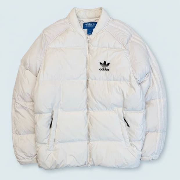 (판매) 아디다스 화이트 생크림 패딩 점퍼 져지 후드집업 adidas