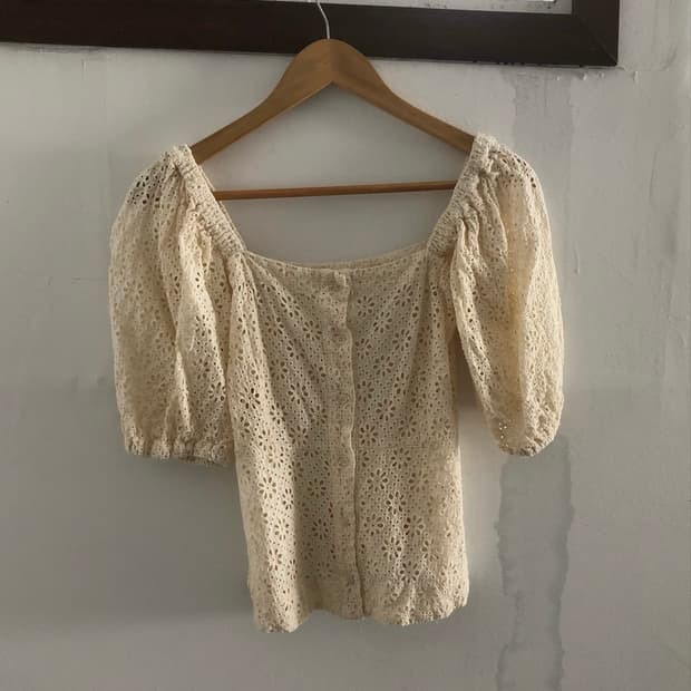 옾숄가능 펀칭 모리걸 블라우스 페어리 하구미 니혼진 하객룩