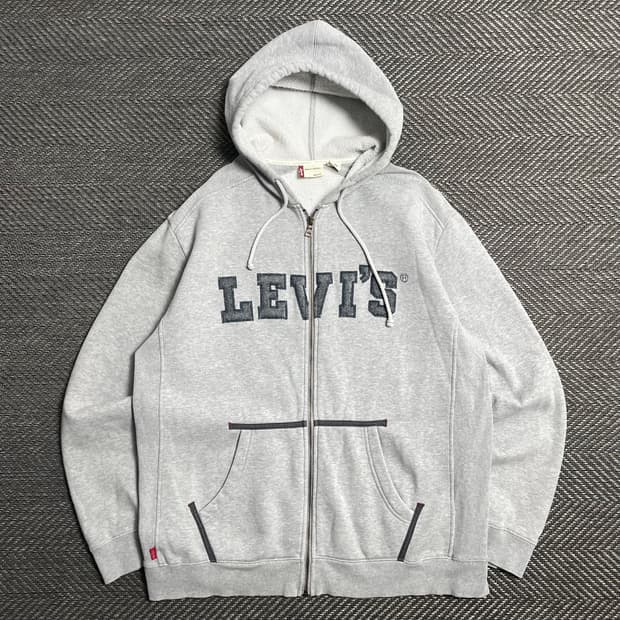 리바이스 빈티지 스펠아웃 자수 후드집업 그레이o 5329