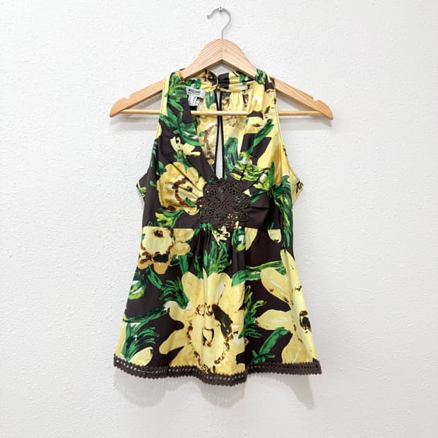 빈티지 Moschino 하와이 레이스 슬리브리스