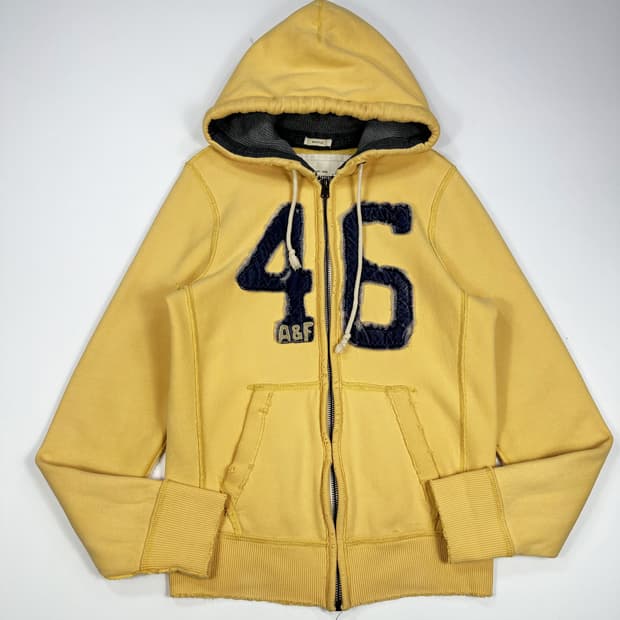 아베크롬비 og y2k 헤비코튼 후드집업 라이트 옐로우 M