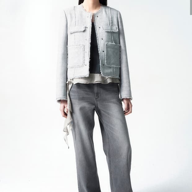 26SS 인사일런스 스터드 트위드자켓 PALE BLUE