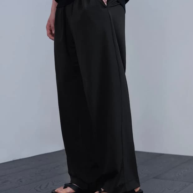 패션플래닛 x 드로우핏 쿨링 릴렉스드 와이드 밴딩 팬츠 블랙 XL