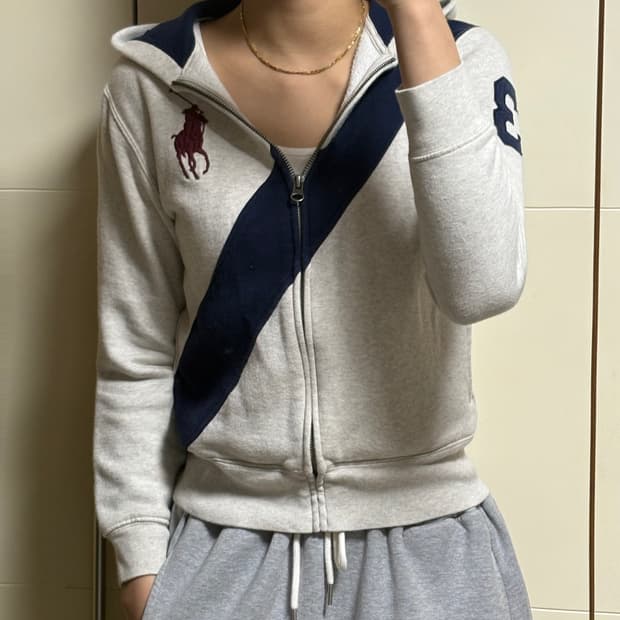 폴로 랄프로렌 빅포니 화이트 오트밀 후드집업 