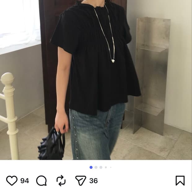 노비야카 스모크 블라우스 블랙