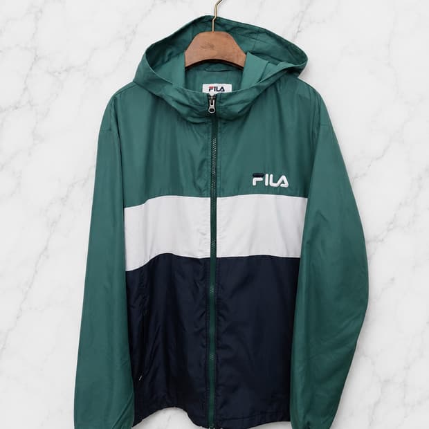 L,100,크게나옴)) FILA 휠라 올드스쿨 후드 점퍼! 그린 색상~