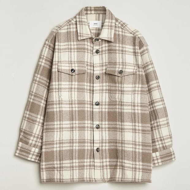 [새상품/M]아미 버진울 체크 오버셔츠