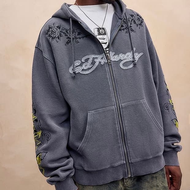 에드하디 워시드 와플 써멀 후드집업