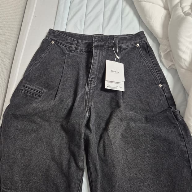 드로우핏 로버스트 버뮤다 와이드 데님 팬츠 블랙 M (새상품)