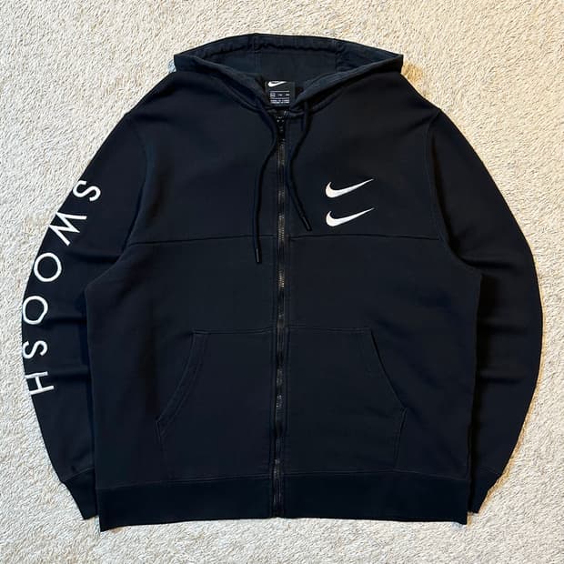 나이키 NIKE 더블 스우시 사이드 로고 후드집업 블랙