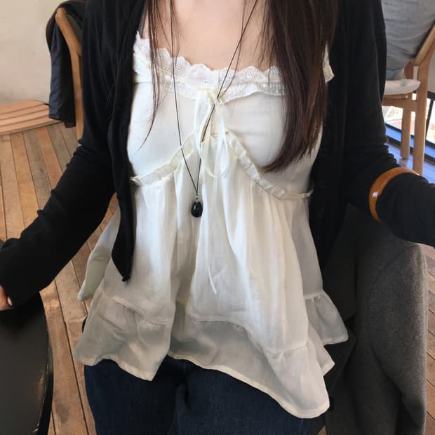 Shine lace sleevless