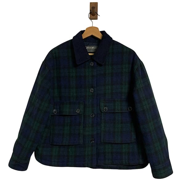 에디바우어 여성 블랙와치 체크 워크자켓 L