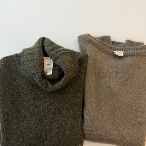 올드 셀린느 피비파일로 celine 캐시미어원피스 터틀넥 카키 원피스