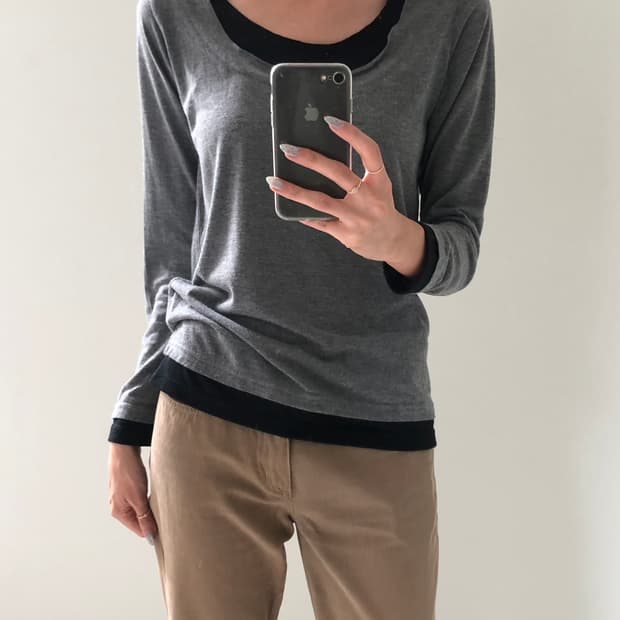 일본빈티지 투톤 레이어드 롱슬리브