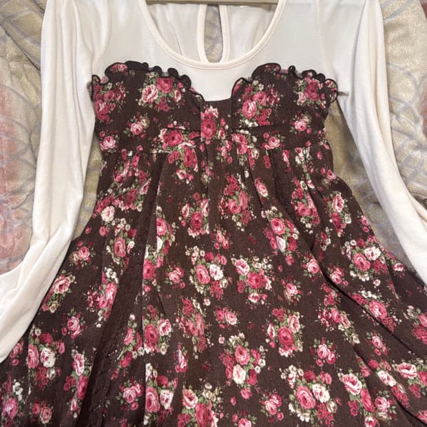 리즈리사 빈티지 히메갸루 초코딸기맛 로걀 프릴 레이스 미니원피스