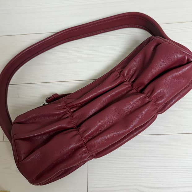 셔링 원통 미니 덤플링백_버건디