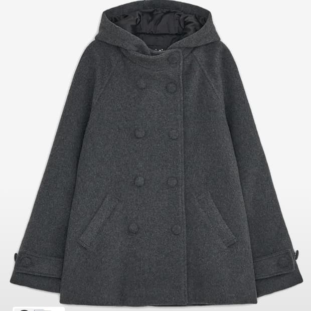 허그유어스킨 후드 하프 코트 차콜