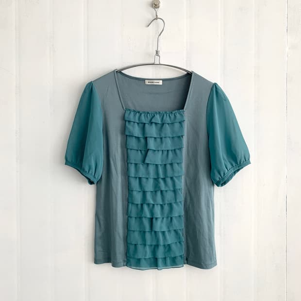 Teal Frill Detail Top