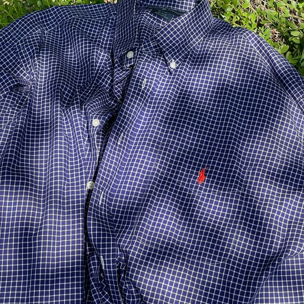 빈티지 폴로 블레이크 체크셔츠 네이비 xl