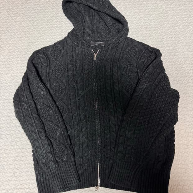 트릴리온 케이블 니트 후드집업 L