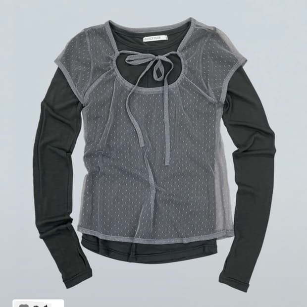 팬시클럽 도트 레이어드 롱슬리브