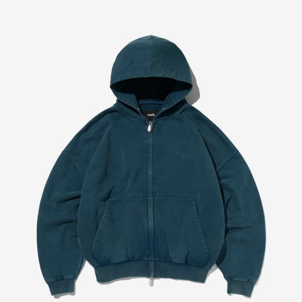 스웨이드 cropped washed hood zip up