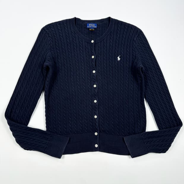 폴로 랄프로렌 걸즈 베이직 케이블 니트 가디건 네이비 걸즈XL
