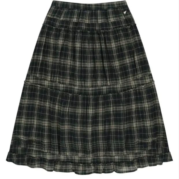 코이세이오 셔링 미디 스커트 체크