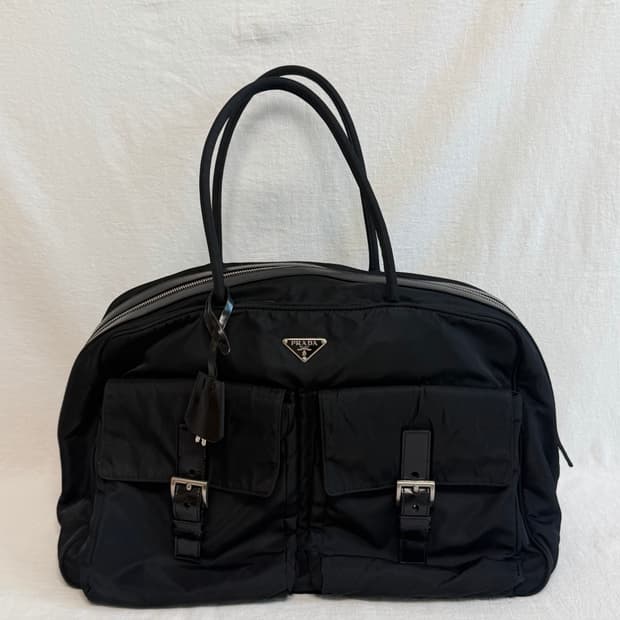 정품 프라다 포코노 나일론 블랙 투포켓 토트백 보스턴백 여행가방