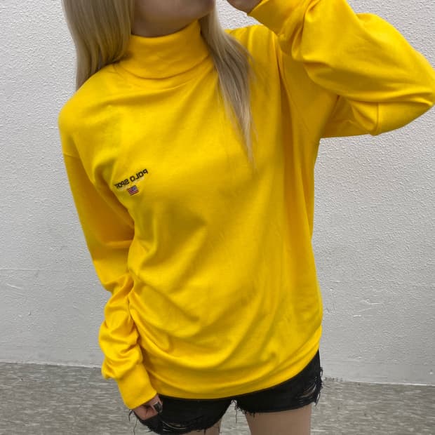 폴로 랄프로렌 옐로우 터틀넥 롱슬리브 S