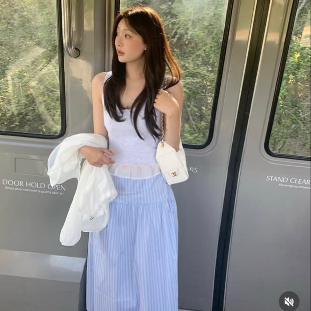 온드민 soft long wave skirt(새상품)