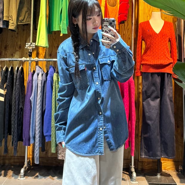 M 리바이스 웨스턴 투포켓 버튼 데님 셔츠