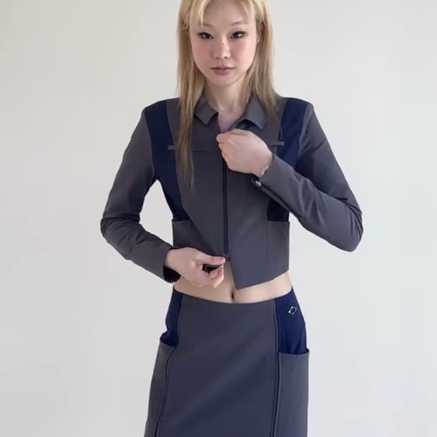 미스치프 슬릿 지퍼 스커트 M