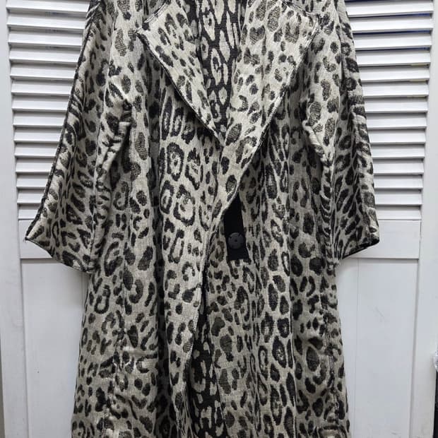 타임 레오파드 린넨 코트