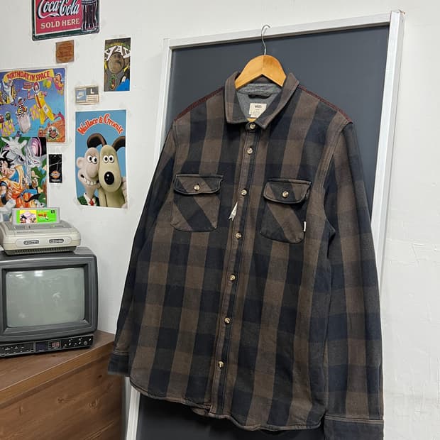 Vans 반스 엘보우 패치 플란넬 체크 셔츠 자켓