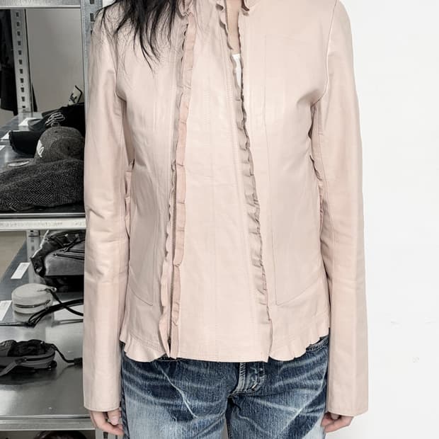 chi sono oi 더블 지퍼 카프 레더 자켓