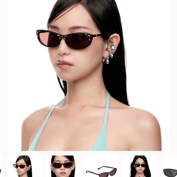 위민 Ripple 메탈 인레이드 선글라스 브라운컬러