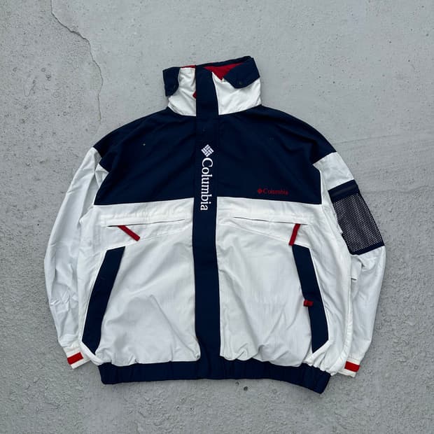 컬럼비아 바람막이 네이비/화이트