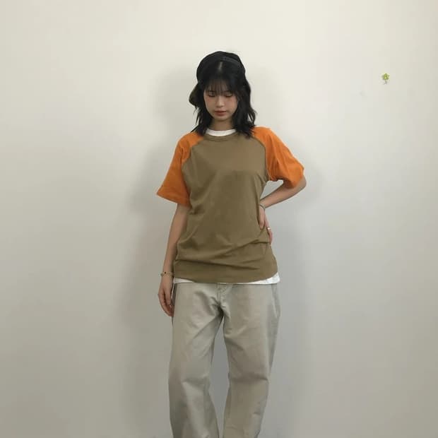 Comme Ca Raglan Two Tone T-Shirt