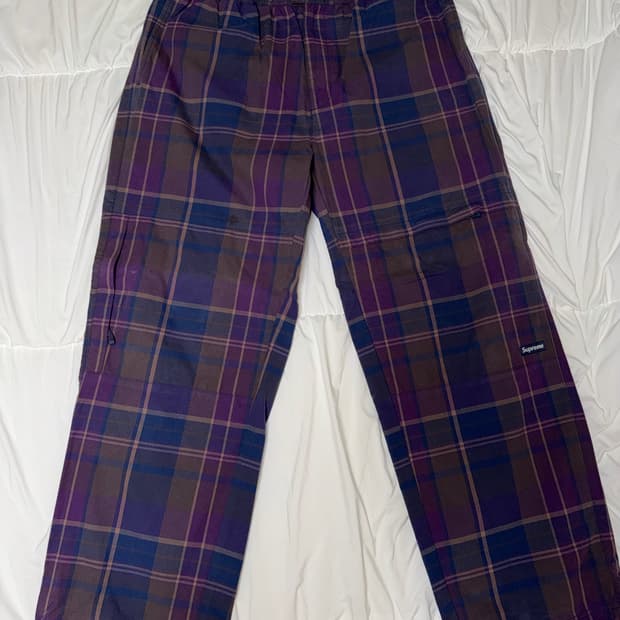 슈프림 코튼 신치 팬츠 플레이드 - 24SS