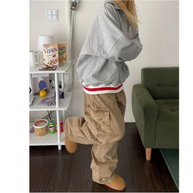 아워웨이브룸 피그먼트 카고 팬츠 브라운 S
