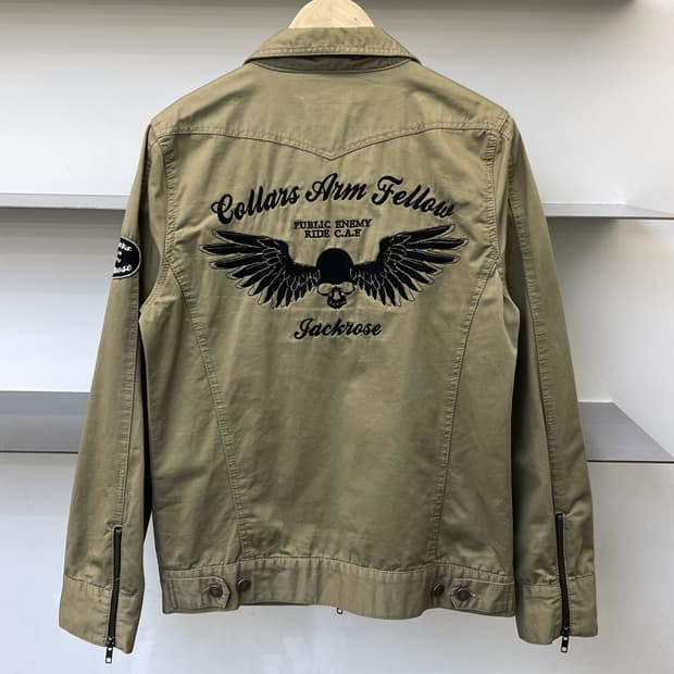 잭로즈 X 카라스 스컬 윙 자수 자켓