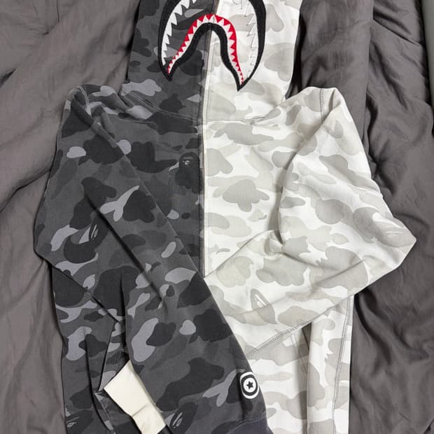 베이프 흑백 후드집업