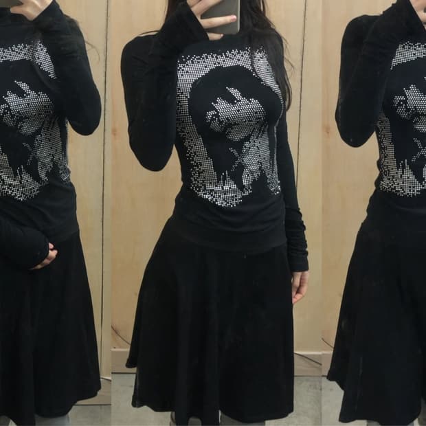 [직수입] 빈티지 스터즈 폴라 티셔츠