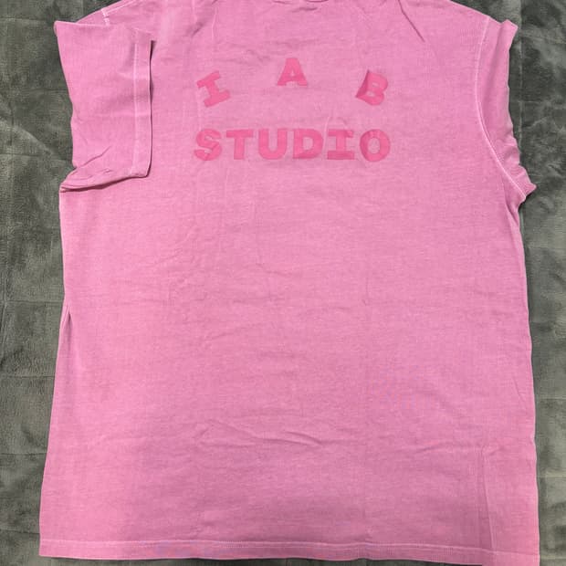 IAB 피그먼트 핑크 반팔티셔츠 XL