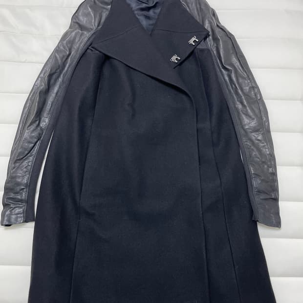 릭 오웬스 fw11 레더슬리브 카라리스 울코트